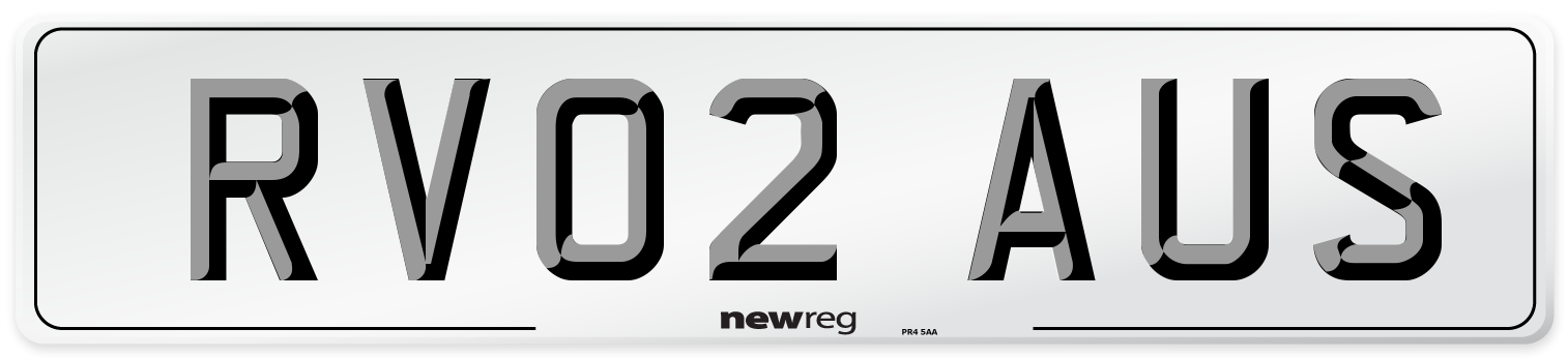 RV02 AUS Number Plate from New Reg